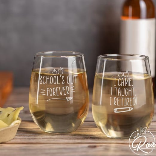 Retired Teacher Wine Glass