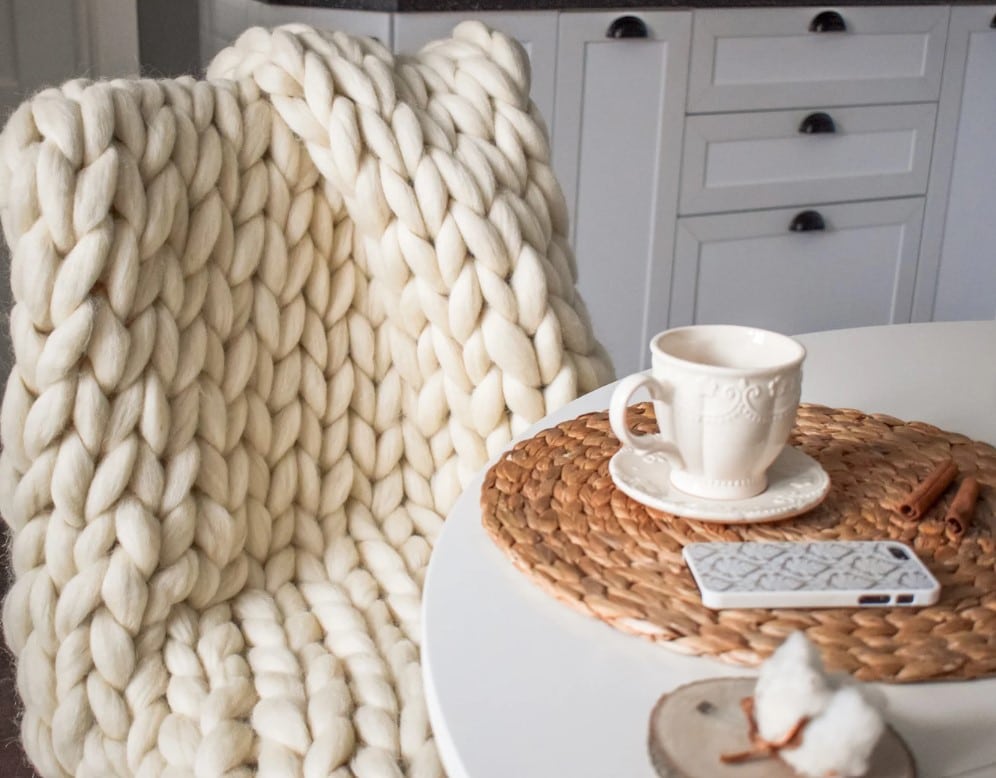 Chunky Knit Wool Blanket